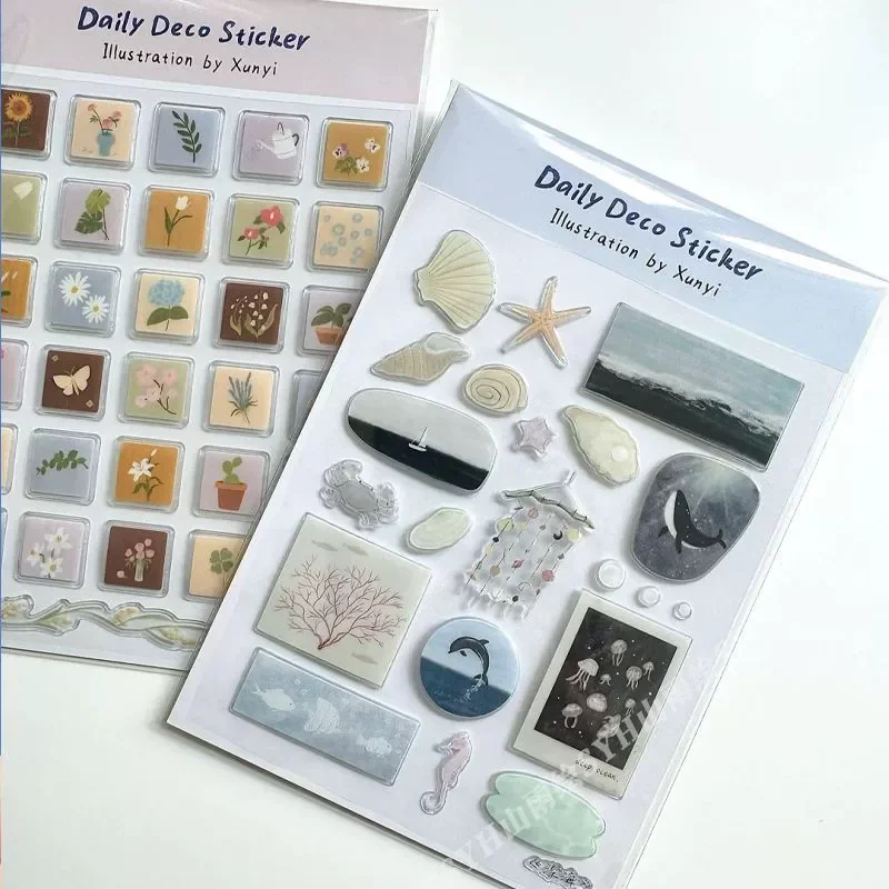Boox Tablet Accessories - Niedliche Cartoon-Ozeanwelt 3D-Gelee-Aufkleber Transparentes Harz-Gel Selbstklebende