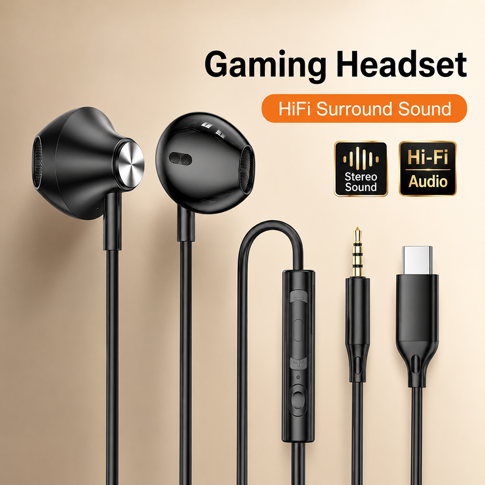 Iphone Tablet Accessories - HiFi-Surround-Kopfhörer, Bass-Stereo-Sound für iPhone, Xiaomi, Huawei,
